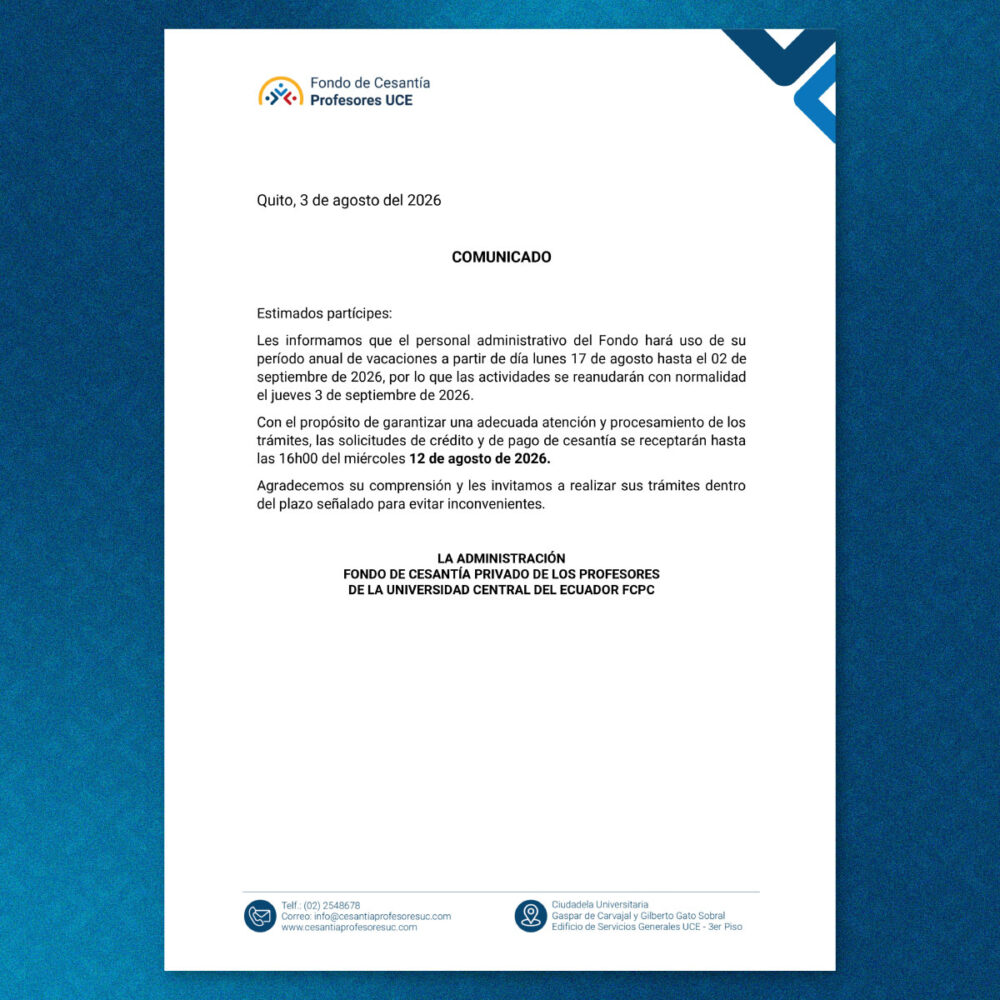 Comunicado VACACIONES 2026
